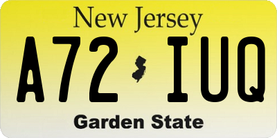 NJ license plate A72IUQ