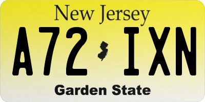 NJ license plate A72IXN