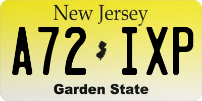 NJ license plate A72IXP