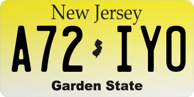 NJ license plate A72IYO