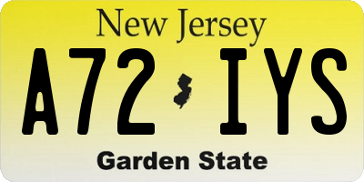 NJ license plate A72IYS