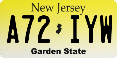 NJ license plate A72IYW