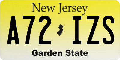 NJ license plate A72IZS