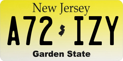 NJ license plate A72IZY