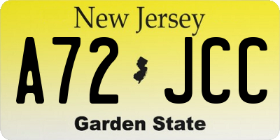 NJ license plate A72JCC