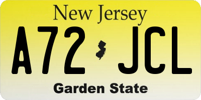 NJ license plate A72JCL