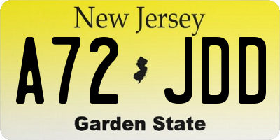 NJ license plate A72JDD