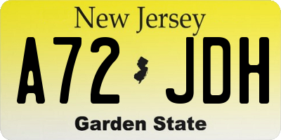 NJ license plate A72JDH