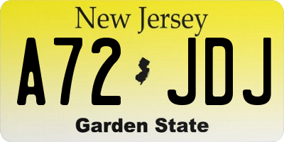 NJ license plate A72JDJ