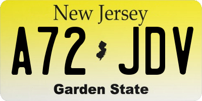 NJ license plate A72JDV