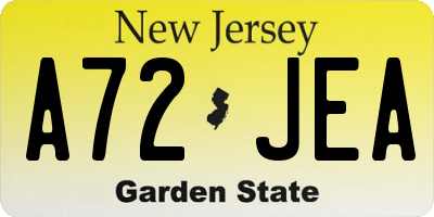 NJ license plate A72JEA