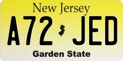 NJ license plate A72JED