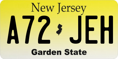 NJ license plate A72JEH