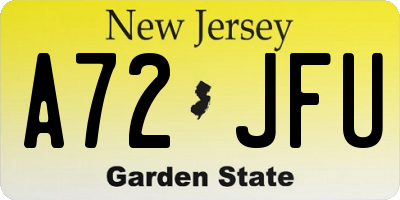 NJ license plate A72JFU