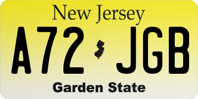 NJ license plate A72JGB