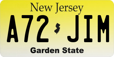 NJ license plate A72JIM