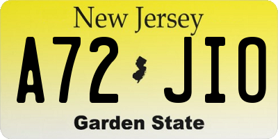 NJ license plate A72JIO