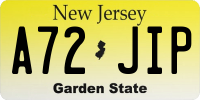 NJ license plate A72JIP