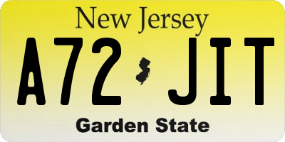 NJ license plate A72JIT