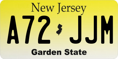 NJ license plate A72JJM
