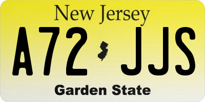 NJ license plate A72JJS