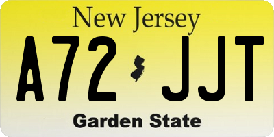 NJ license plate A72JJT
