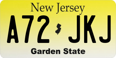 NJ license plate A72JKJ