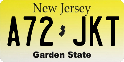 NJ license plate A72JKT