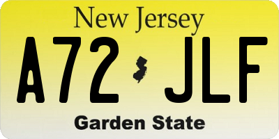 NJ license plate A72JLF