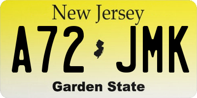 NJ license plate A72JMK