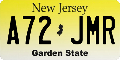 NJ license plate A72JMR