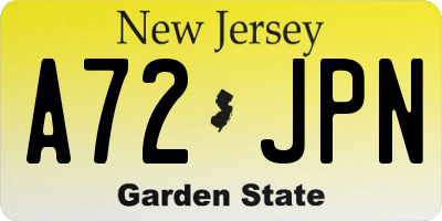 NJ license plate A72JPN
