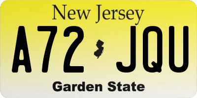 NJ license plate A72JQU