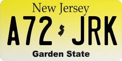 NJ license plate A72JRK