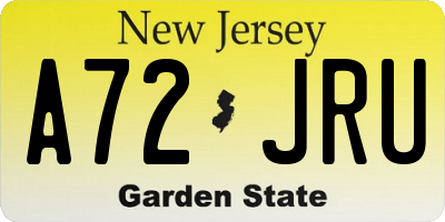NJ license plate A72JRU