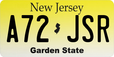 NJ license plate A72JSR