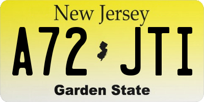 NJ license plate A72JTI