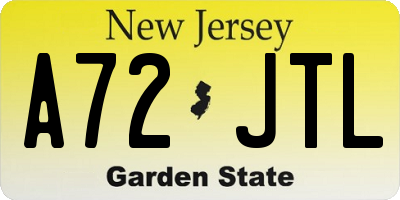 NJ license plate A72JTL