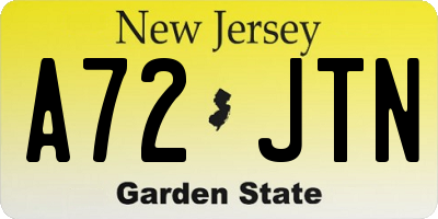 NJ license plate A72JTN