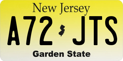 NJ license plate A72JTS