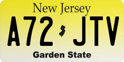 NJ license plate A72JTV