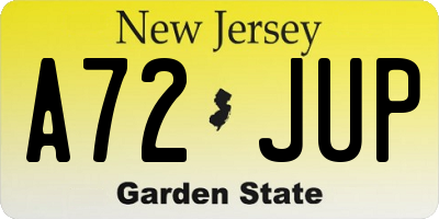 NJ license plate A72JUP