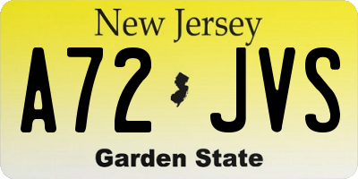 NJ license plate A72JVS