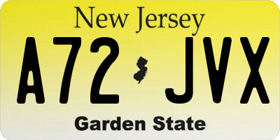 NJ license plate A72JVX