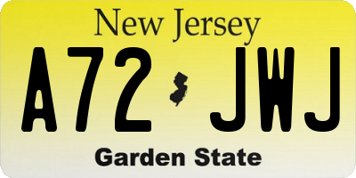 NJ license plate A72JWJ