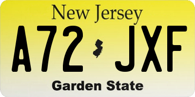 NJ license plate A72JXF
