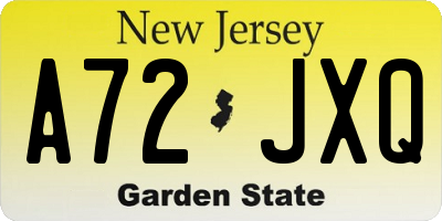 NJ license plate A72JXQ