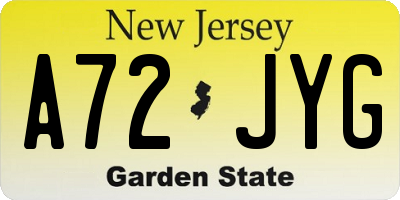 NJ license plate A72JYG