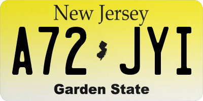 NJ license plate A72JYI
