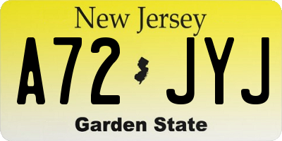 NJ license plate A72JYJ